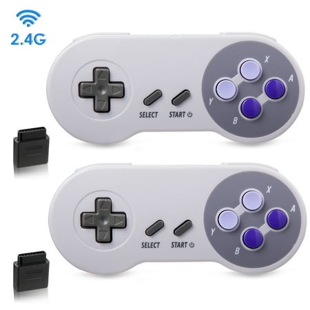LUXMO PREMIUM 2.4GHz SNES Wireless Controller, Rechargeable Classic Retro Gamepad for Original SNES Super Entertainment System Console（2Pack）