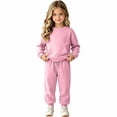 thumbnail image 2 of NordicNest Girls Two Piece Set Casual Fall Outfit with Pocket Kids Plain Color Fashion Sports Outfits Warm Clothes Pink,10-11, 2 of 7