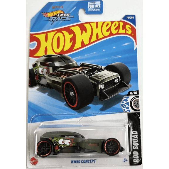 Hot Wheels 2025 HW50 Concept – Army Green Die-Cast Car, 70/250 Rod Squad, 1:64 Scale