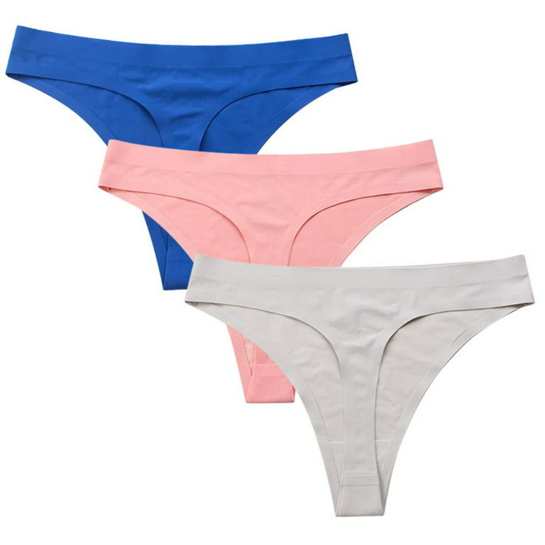 Women Seamless Thongs Mid-Rise Comfy Underwear G-Strings Panties,Pack of 3
