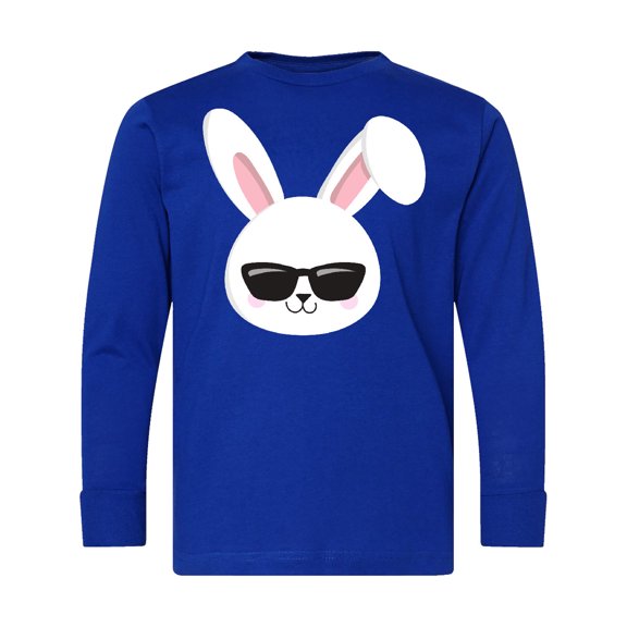Inktastic Cute Bunny, White Bunny, Bunny with Sunglasses Long Sleeve Youth T-Shirt