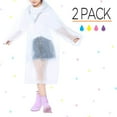 thumbnail image 2 of Poncho de Pluie Portable pour Enfants - Imperméable Réutilisable avec Capuches et Manches, Design Léger, 2 Pack en Blanc, 2 of 4