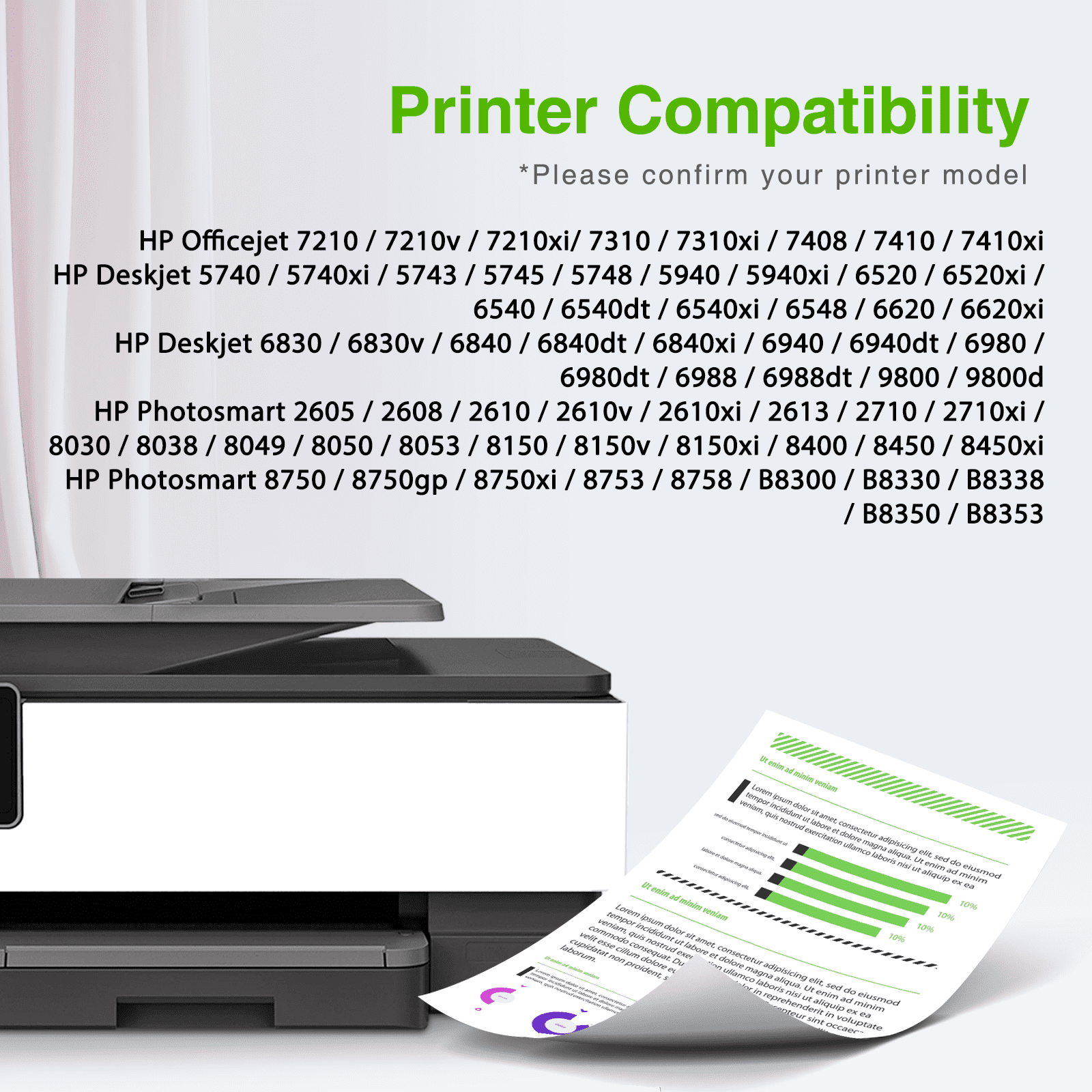 96 and 97 Ink Compatible for HP 96 97 Ink Cartridges for Printers Officejet 7310 7410 Deskjet 9800 6980 Photosmart 8050 (Black, Tri-Color)