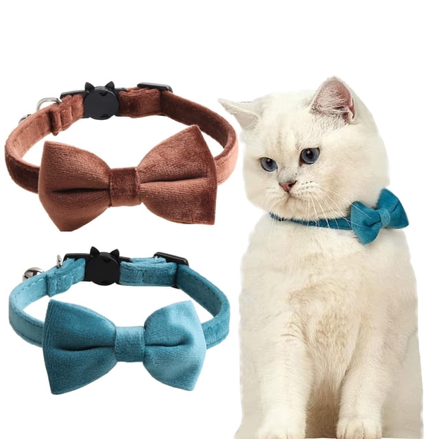 Collar para gatos JiangYanus Breakaway con campana y pajarita, paquete de 2