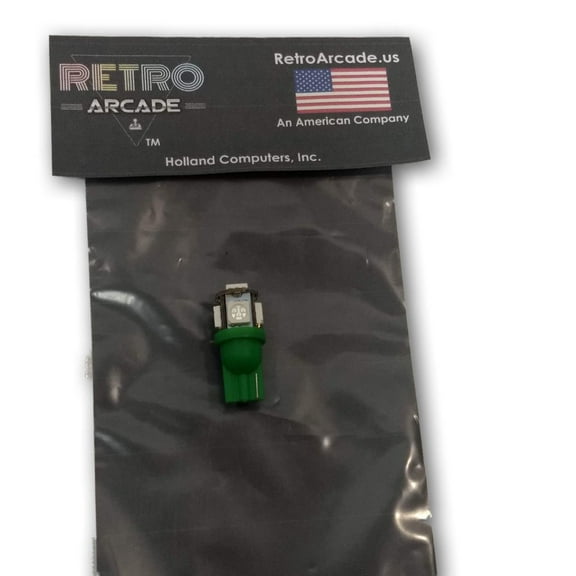 Pinball replacement bulb LED 13 volt AC, 5050 wedge base T10 5-SMD Green