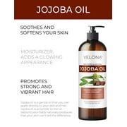 velona Jojoba Oil - 16 fl oz (With Pump) | 100% Pure and Natural | Golden, Unrefined, Cold Pressed, Hexane Free | Moisturizing Face, Hair, Body, Skin Care