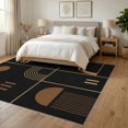 thumbnail image 3 of ODIKA 6'x9' Washable Area Rug Black Gold Geometric Design Elegant Abstract with Artistic Borders for Queen Size Bedroom, Under Bed, Master Suite, Easy Care, Non-Shedding, 3 of 7