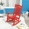 thumbnail image 2 of Paradise Classic Adirondack Plastic Outdoor Porch Furniture Rocking Chair High Back HDPE Poly Lumber, Red, 2 of 9