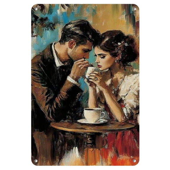Iron Wall Art Panel - 8 X 12 Inch Anti - Bending Metal Tin Sign - Vintage Oil Painting Inspired Design - Perfect Gift for Home Decoration, Living Room, Bathroom, Bedroom, Garden, Dining, Bar, Cafe