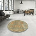 thumbnail image 4 of Ahgly Company Machine Washable Indoor Round Abstract Dark Khaki Green Area Rugs, 8' Round, 4 of 7