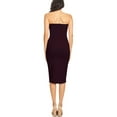 thumbnail image 3 of Women's Elastic Tube Top Strapless Basic Casual Solid Slim Bodycon Midi Dress S-3XL Plum 3XL, 3 of 3