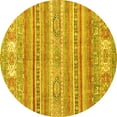 thumbnail image 1 of Ahgly Company Indoor Round Abstract Yellow Modern Area Rugs, 4' Round, 1 of 4