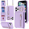 thumbnail image 2 of iPhone 11 pro max Case with Card Holder for Women, iPhone 11 pro max Phone Case Wallet with Strap Credit Card Slots Crossbody with Kickstand Zipper Case - Purple, 2 of 16