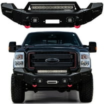 Vijay Compatible with 2011-2012-2013-2014-2015-2016 Ford F250/F350/F450 Front Bumper Textured Black Steel with Light and D-ring