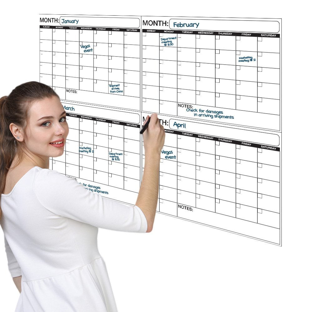 Large Dry or Wet Erase Laminated Monthly Calendar Planner 