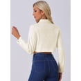 thumbnail image 3 of DARING DIVA Women's Denim Casual Collared Long Sleeve Crop Jean Jackets S Beige, 3 of 6