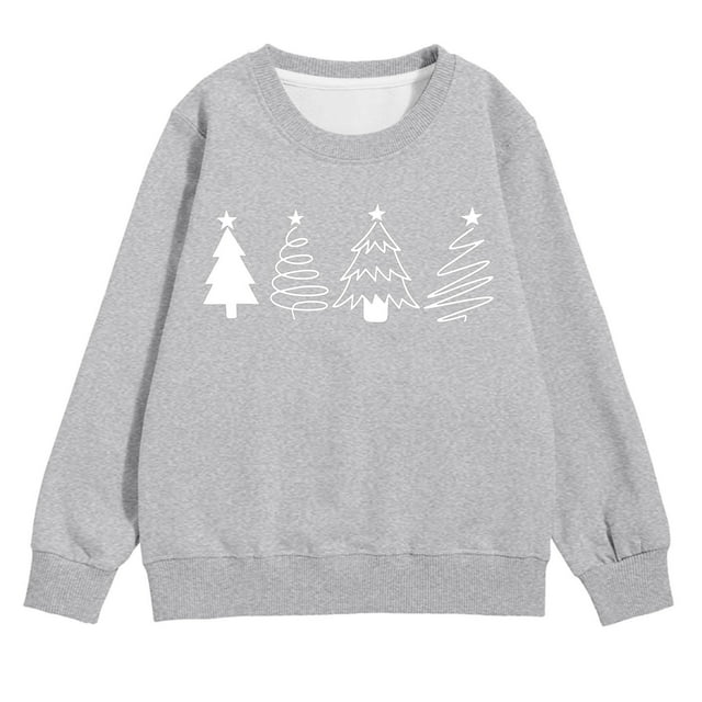 Petit Enfant Imprimé Filles Chandail à Manches Longues Col Rond avec Poche pour l'Hiver Tenue Décontractée de Vacances Chandail à Enfiler pour Enfants Chandails à Capuchon pour Enfants Chandail pour Tout-Petits Filles 4t Chandail Fille Fille N 4t Porter Gris 5-6 Ans