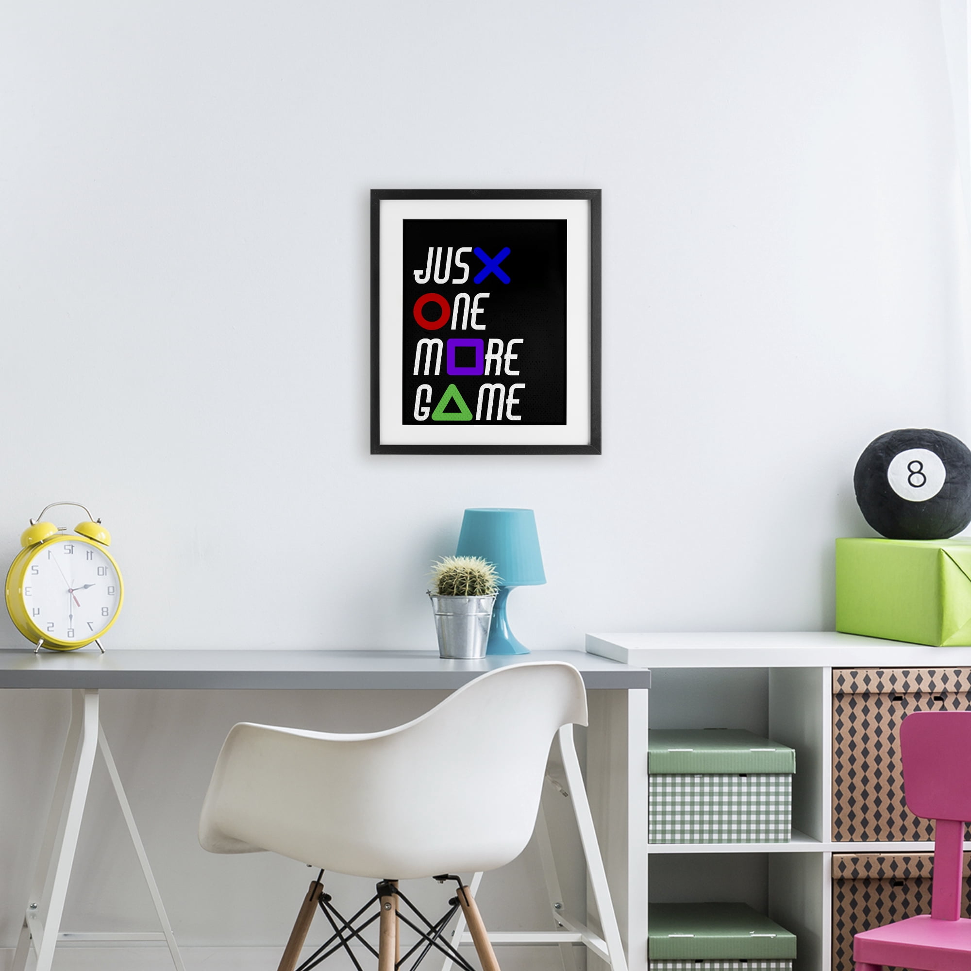One More Game with Symbols Black Framed Print Under Glass, design by Kim Allen