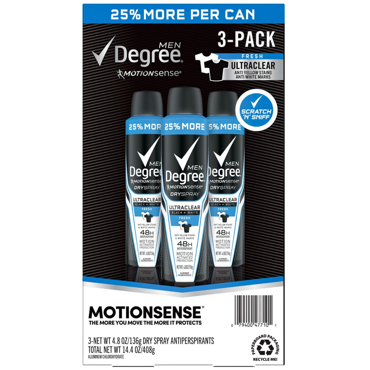 Degree for Men Antiperspirant Deodorant Dry Spray Black + White (4.8 oz ...
