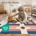 thumbnail image 4 of ODIKA 2'x3' Navy Blue Coral Pink Geometric Washable Doormat Authentic Diamond Motifs With Striped Border Non-Slip, Low Pile for Entryway, Kitchen, Laundry Room, 4 of 7