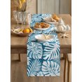 thumbnail image 3 of Palm Tree Monstera Table Runner 90 Inches Long,Cyan Blue Leaf Boho Botanical Tropical Cotton Linen Table Runners Dresser Scarves,Fabric Tabletop Scarf Furniture Cover for Home Dinner Party 13"x90", 3 of 9