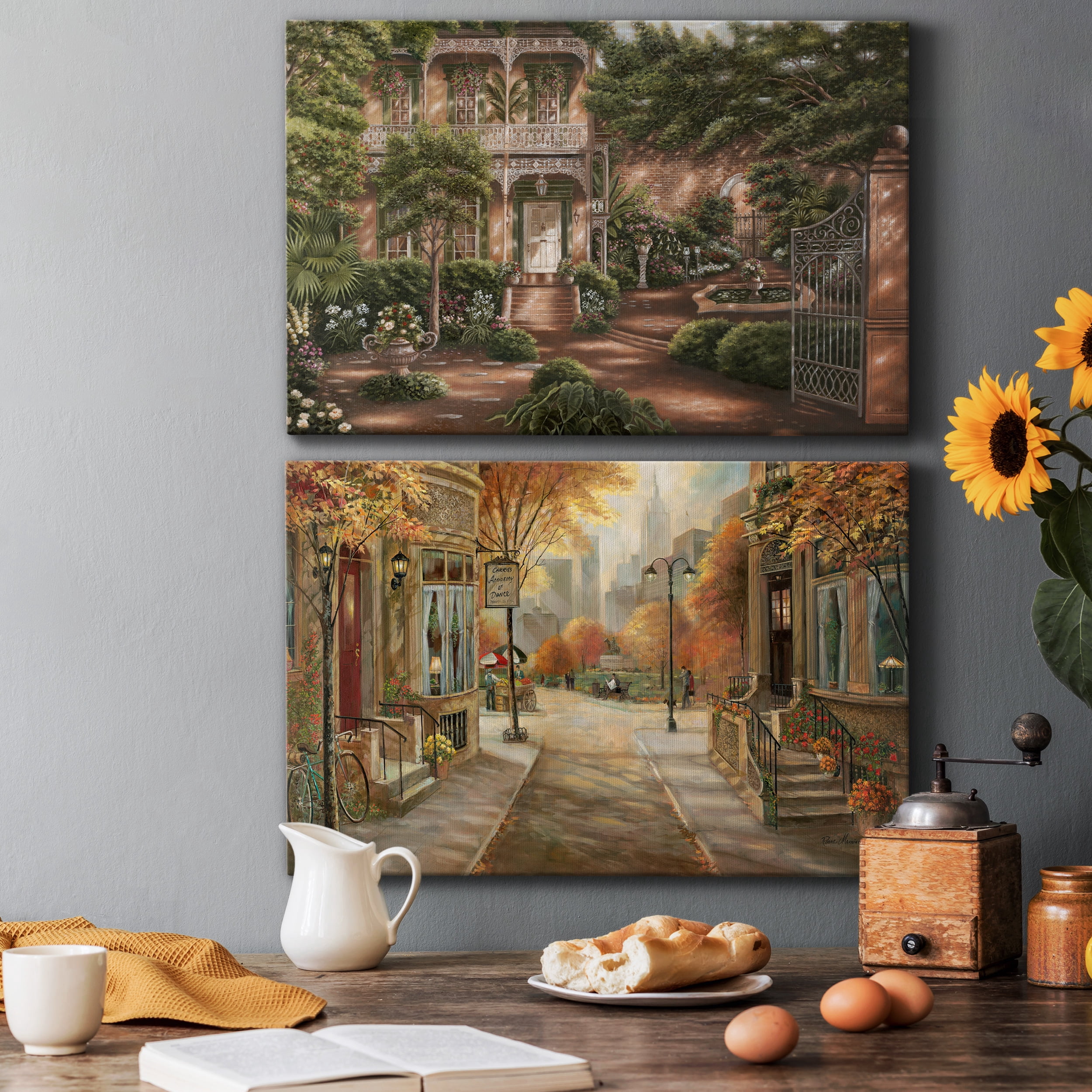 Jane's Courtyard II Premium Gallery Wrapped Canvas - Ready to Hang - Set of 2 - 12 x 18 Each