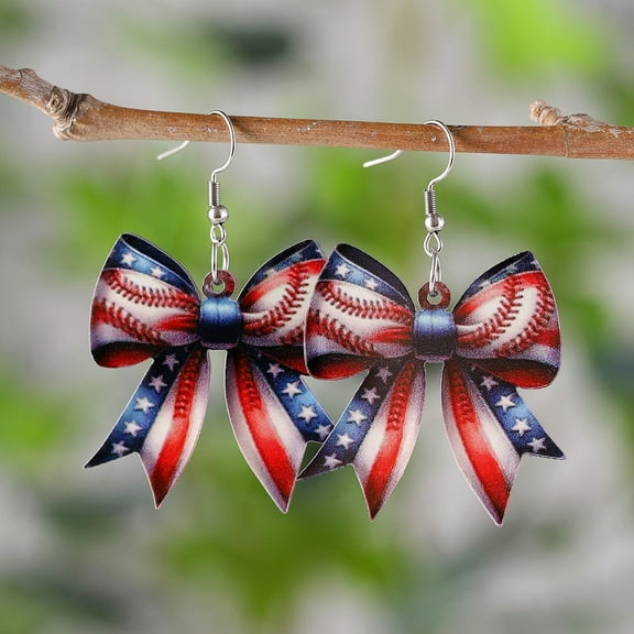 Gmogad Sparkly Red White Blue Star Earrings, Patriotic 4th of July Acrylic Earrings for Women, Festive Independence Day Party Jewelry