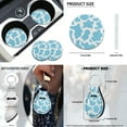 thumbnail image 5 of Yuyamidu 12 PCS Blue Cow Print Car Seat Covers Set Cute Steering Wheel Cover Seat Belt Pads Cup Coasters Chapstick Holder Key Chain Keychain Wristlet, 5 of 6