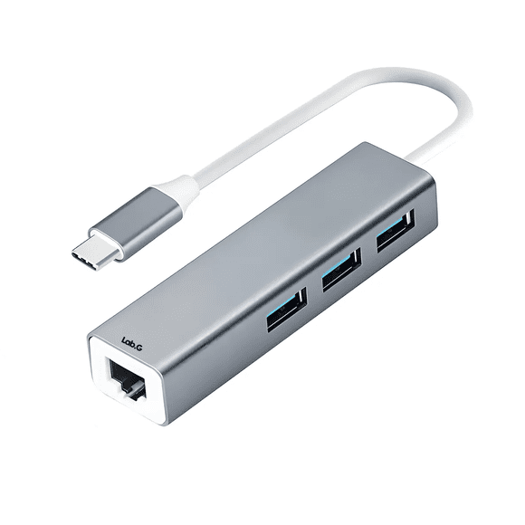 "Adaptador USB C a Ethernet RJ45 LAN Plug & Play para Macbook Pro Lab.G, Gris "