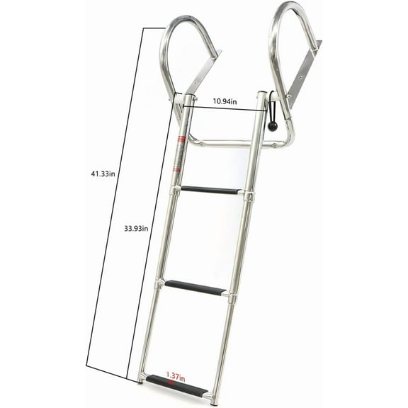 Heavy Duty Stainless Steel Pontoon Boat Ladder, 600 lb Capacity, Folding Telescoping with Handrail