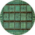 thumbnail image 1 of Ahgly Company Indoor Round Abstract Turquoise Blue Modern Area Rugs, 3' Round, 1 of 4