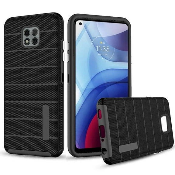 Haptic Dots Texture Anti-Slip Hybrid Armor Case for Motorola Moto G Power 2021 - Black