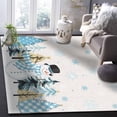 thumbnail image 6 of Merry Christmas Area Rug 4x6ft Christmas Snowman Snowflakes Tree Blue White Linen Non-Slip Washable Square Rugs Soft Felt Indoor Floor Mat for Bedroom Kitchen Living Room Bathroom, 6 of 8