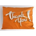 thumbnail image 1 of Thank You Pillow Sham, Curvy Joint Handwriting Exclamation Mark Gratefulness Inscription Font, Decorative Standard Queen Size Printed Pillowcase, 30" X 20", Orange and Coconut, by Ambesonne, 1 of 2