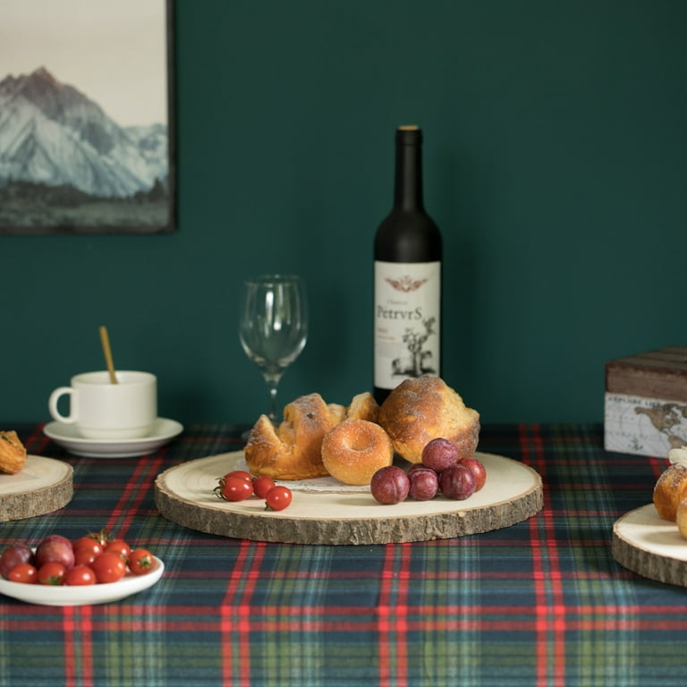 Vintiquewise Rustic Wooden Bark Slice Tray Set, 10 Inch Round, Set