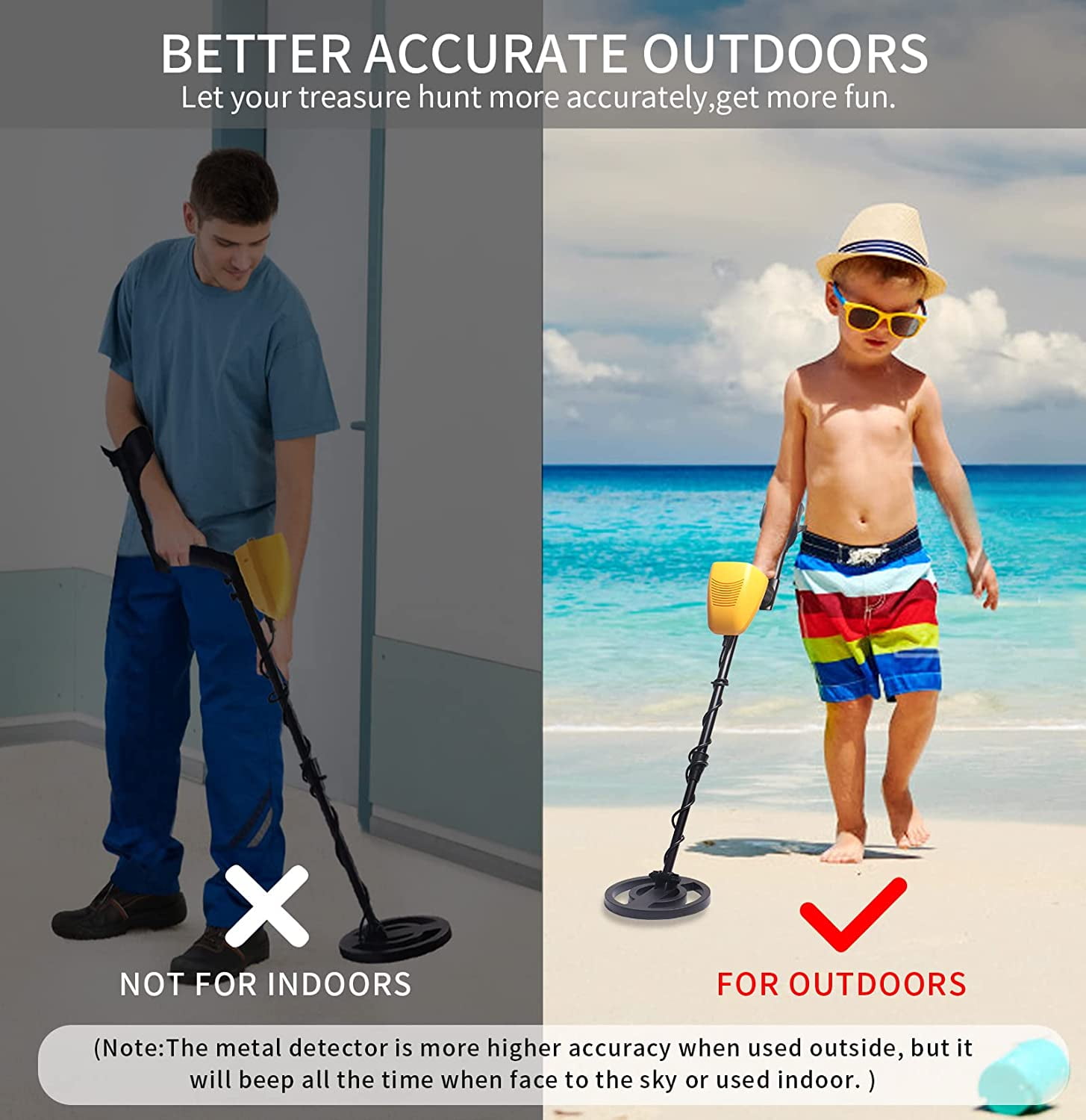 Vemingo Gold LCD Battery Metal Detector, with 33"-42" Adjustable Stem and 8" Waterproof Coil for Kids Adults