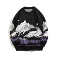 thumbnail image 2 of Malelandscape Print Sweater Coat Round Neck Knit Pullover Slim Fit Long Sleeve Unisex Winter Warm Casual Outwear, 2 of 2