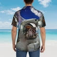 thumbnail image 4 of Disketp Hawaiian Shirts For Men,Astronaut In Outer Space Print Mens Casual Short Sleeve Button Down Shirts Beach Shirt, 4 of 7