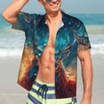 thumbnail image 7 of Disketp Celestial Stag Cosmic Glow Hawaiian Shirts for Men,Mens Casual Short Sleeve Button Down Shirts Beach Shirt,Medium, 7 of 7