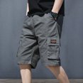 thumbnail image 4 of zeranth Men Cargo Shorts Loose Straight Multi Pockets Elastic Waist Casual Knee Length Deep Crotch Breathable Men Summer Sport Streetwear Shorts, 4 of 7