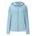 thumbnail image 3 of Sun Protection Hoodie for Womens Summer Front Zipper UPF 50+ Long Sleeve UV Spf Tee Shirts with Pockets Rash Guard Sun-Protective Clothing Quick Dry Athletic Stretch Shirts with Thumb Holes, 3 of 6