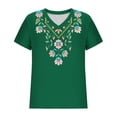 thumbnail image 5 of Sexlip Womens Swimsuit Set Delicate Floral Embroidery Cover Up Design V Neck Short Sleeve Casual Silhouette Breathable Fabric for Casual Beach Days Green XL, 5 of 5