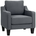 thumbnail image 1 of HOMCOM Armchair, Linen Accent Chair with Pocket Spring, Charcoal Grey, 1 of 10