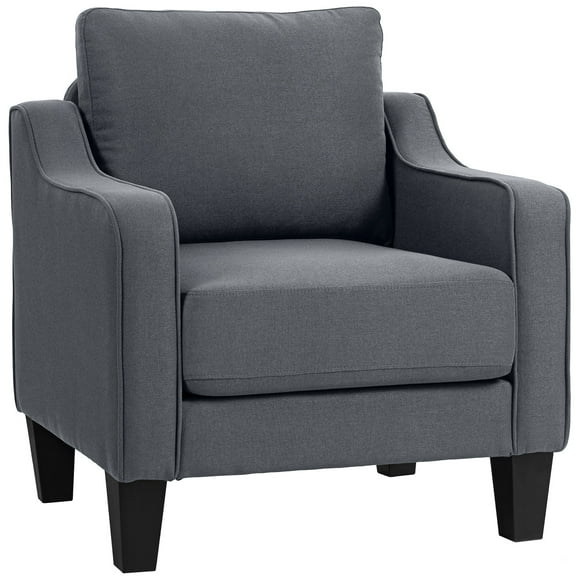 HOMCOM Armchair, Linen Accent Chair with Pocket Spring, Charcoal Grey
