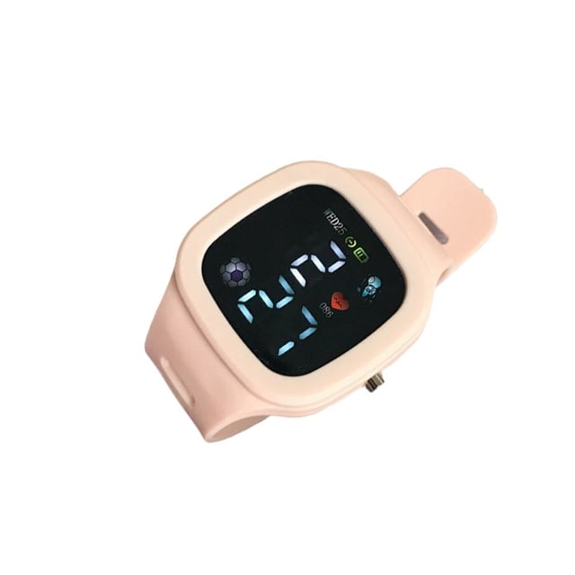 Inteprter Reloj de LED para niños, utilidades de tiempo de moda, correa ajustable multifuncional, relojes electrónicos cuadrados digitales, Electrónica Rosa claro