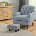 thumbnail image 2 of Ottoman Foot Rest, Small Foot Stool with Linen Fabric Upholstery and Plastic Legs, Cube Ottoman for Living Room, Gray, 2 of 9
