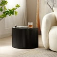 thumbnail image 3 of Williamspace Nesting Coffee Table Set of 2 Pieces, Modern Round MDF Tables, Embossed Design, Black, 3 of 8
