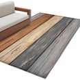 thumbnail image 6 of Farmhouse Haze Blue Brown Kitchen Runner Rug 2.7x5 Washable Runners for Hallway Non Slip Vintage Wooden Striped Large Area Rug Indoor Floor Carpet for Bathroom Laundry Entryway Bedroom Living Room, 6 of 8