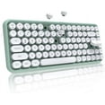 thumbnail image 1 of Teclado inalámbrico Bluetooth estilo máquina de escribir 84 teclas lindo teclado redondo mini teclado, compatible con Android Windows iOS para el hogar y la oficina teclado retro (verde), 1 of 7