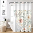 thumbnail image 2 of MIZHONA Vintage Green Plants Leaves No Hooks Shower Curtains with Snap in Liner Pink Floral Fabric Bathroom Curtain,71"× 74", 2 of 7